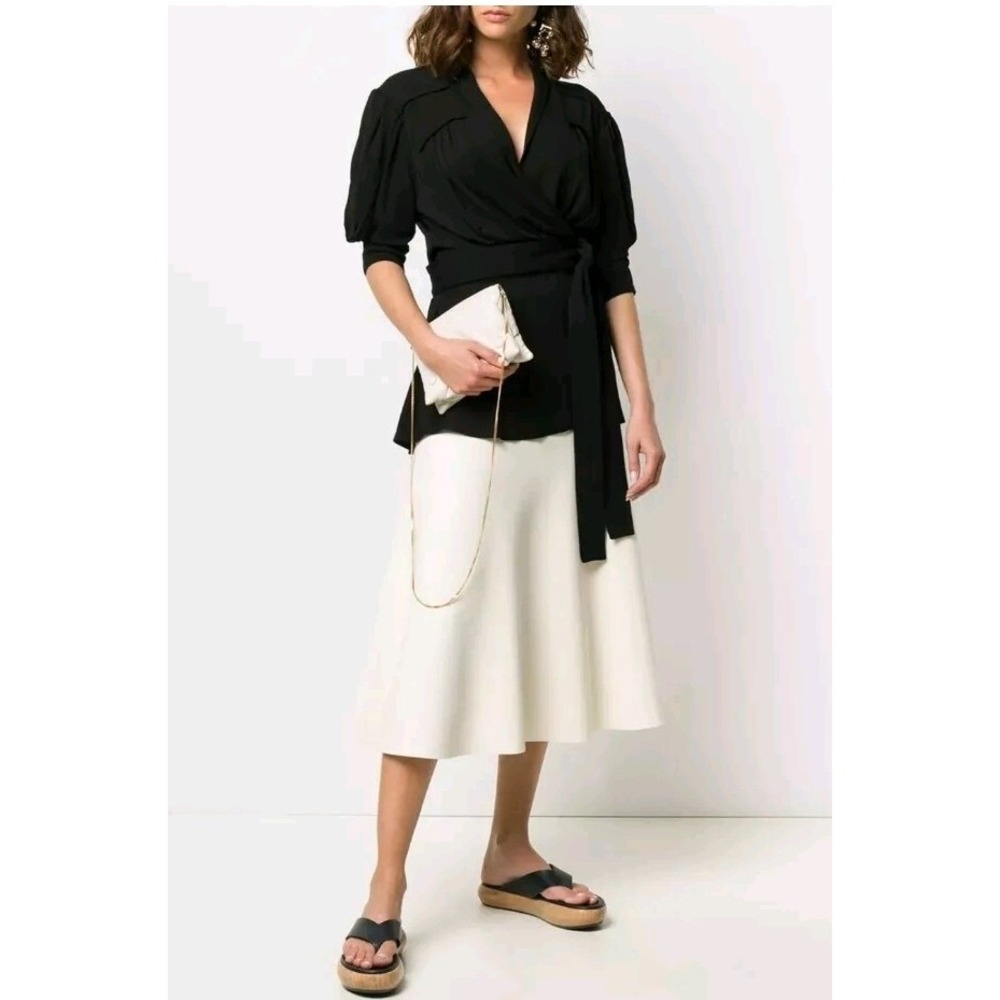 Proenza Schouler 2 Black Wrap Puffy Sleeve Blouse Worn 1X $344